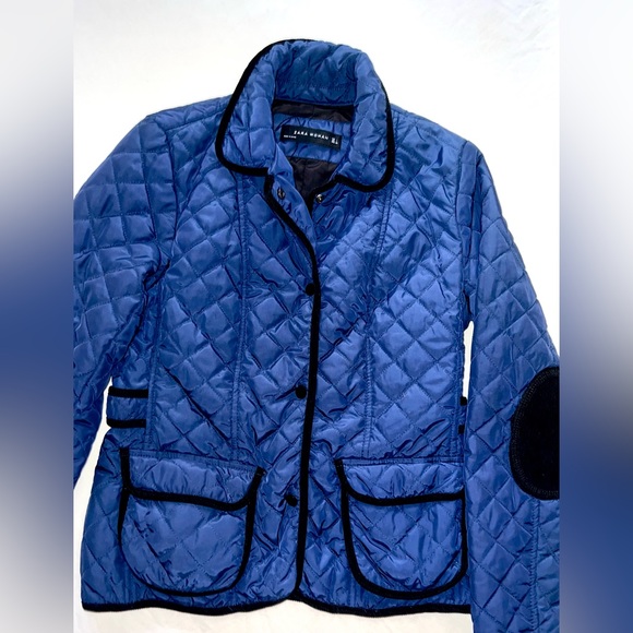 ⭐️ZARA⭐️NAVY W/ BLACK TRIM VINTAGE COAT/JACKET SIZE L BUT FITS MORE LIKE A SMALL - Picture 4 of 16